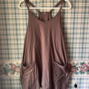 Brown Sleeveless Dress with Pockets